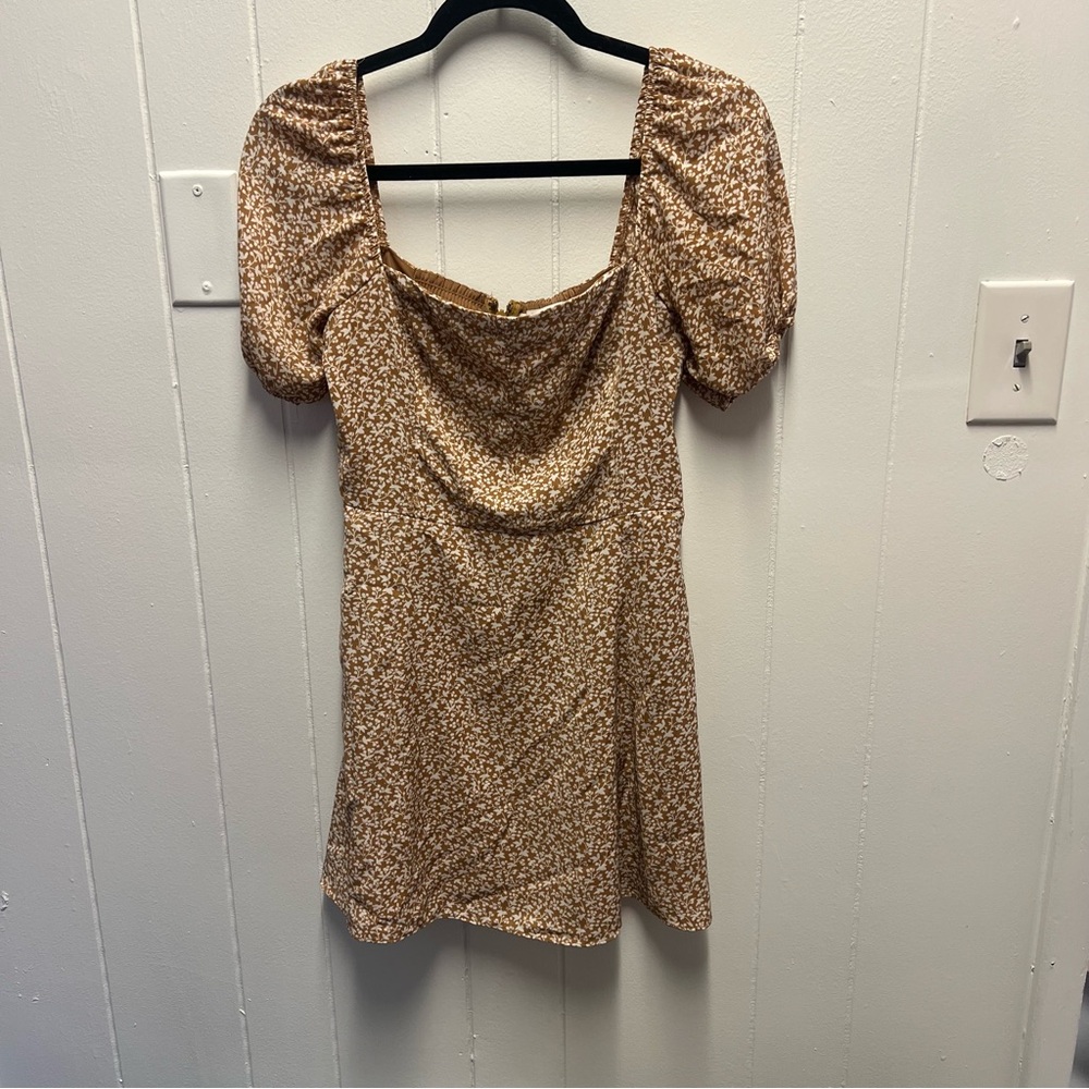 Abercrombie & Fitch Puff Sleeve Dress - Brown Floral Small